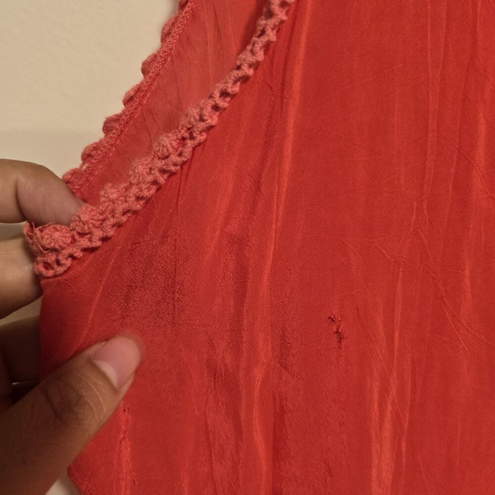 Johnny Was Dress Large Coral Embroidered Sleeveless Lace Swing V Neck READ - Picture 8 of 10